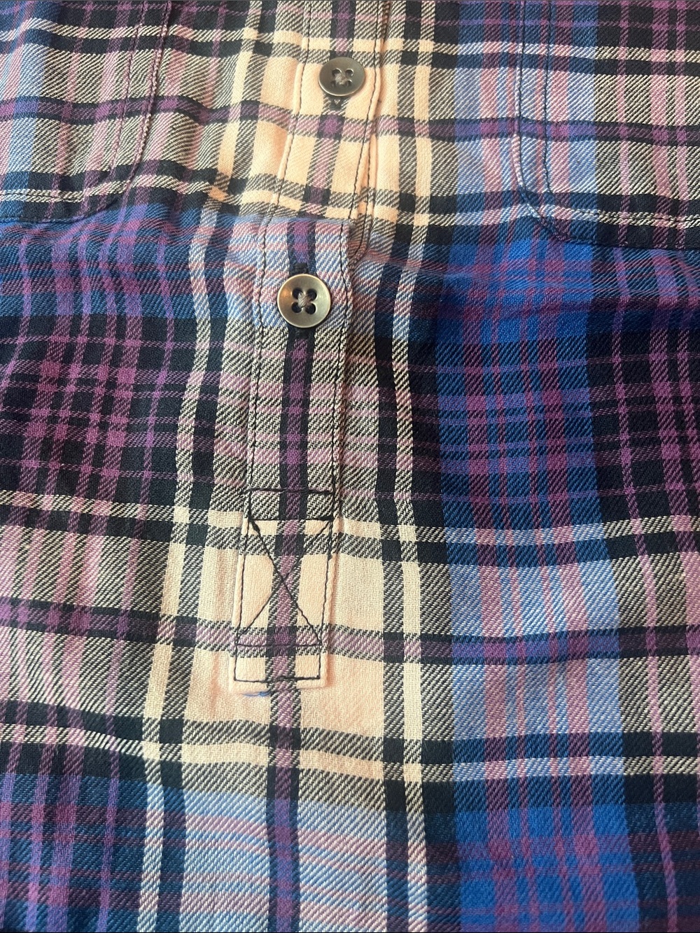 Chaps Women’s Purple Plaid Partial Button-Up Shirt - Picture 4 of 8